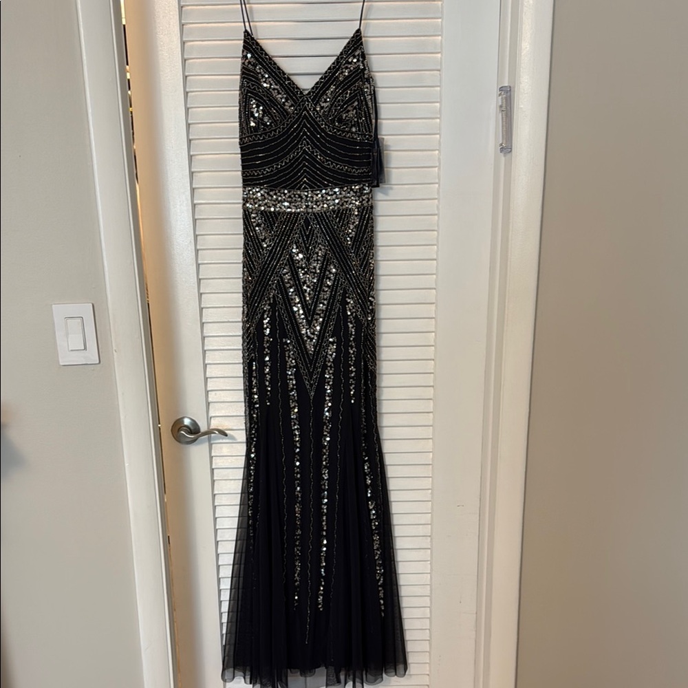 Black and Silver Sequin Gown